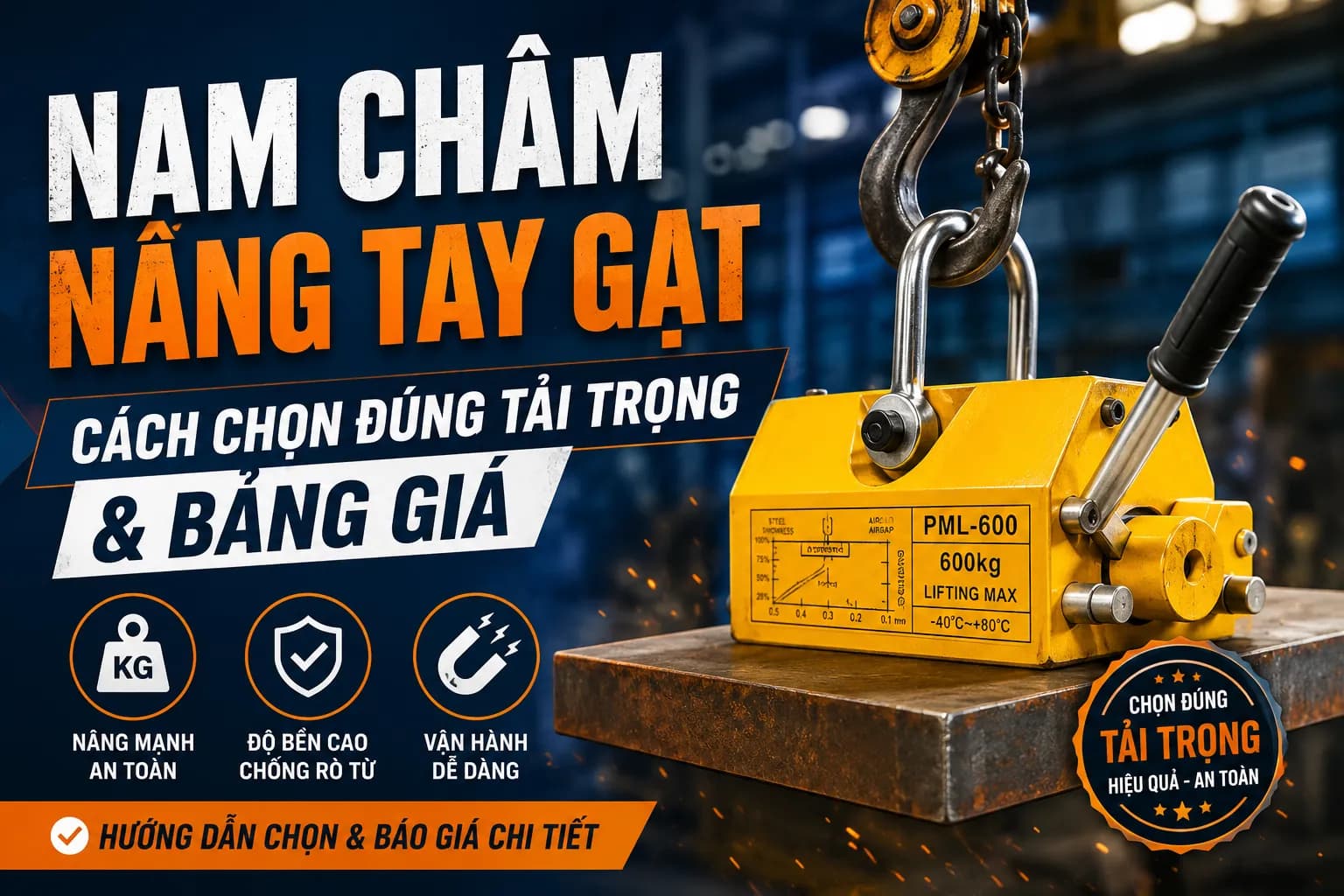 Nam Châm Nâng Tay Gạt: Cách Chọn Đúng Tải Trọng & Bảng Giá