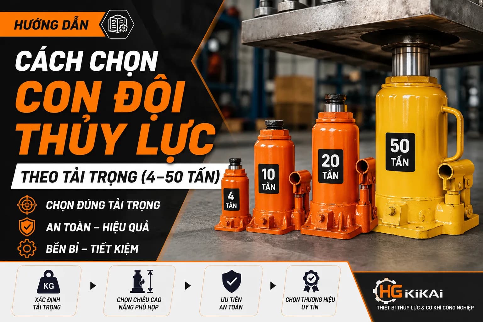 Cách Chọn Con Đội Thủy Lực Theo Tải Trọng (4–50 Tấn)