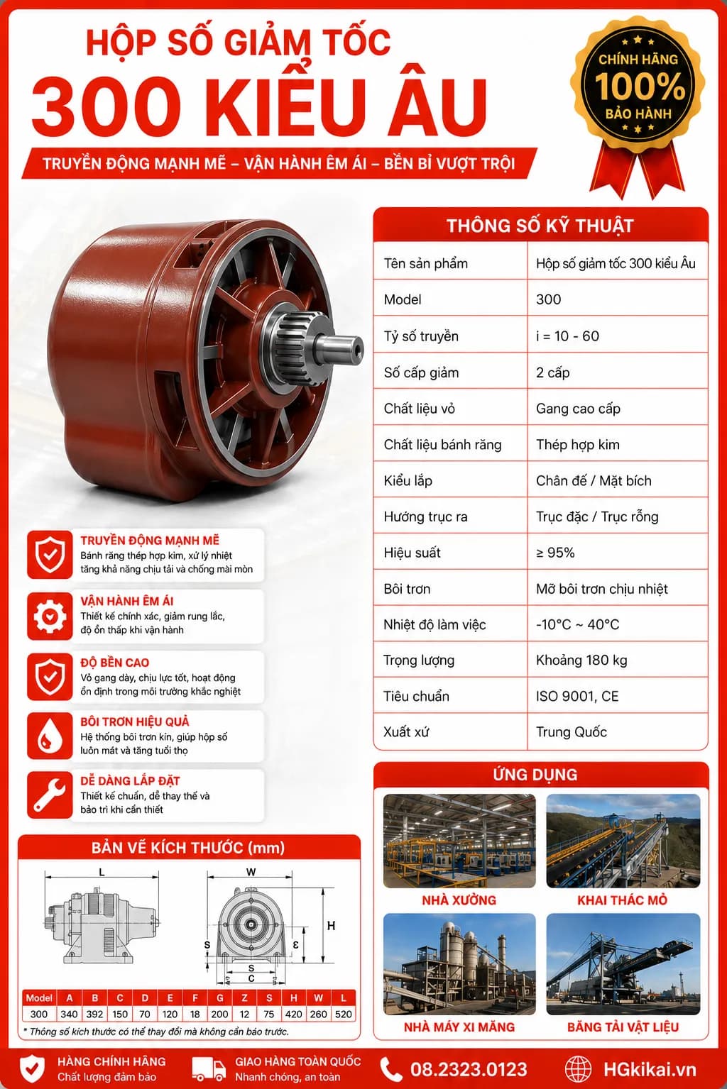Hộp số giảm tốc 300 kiểu Âu
