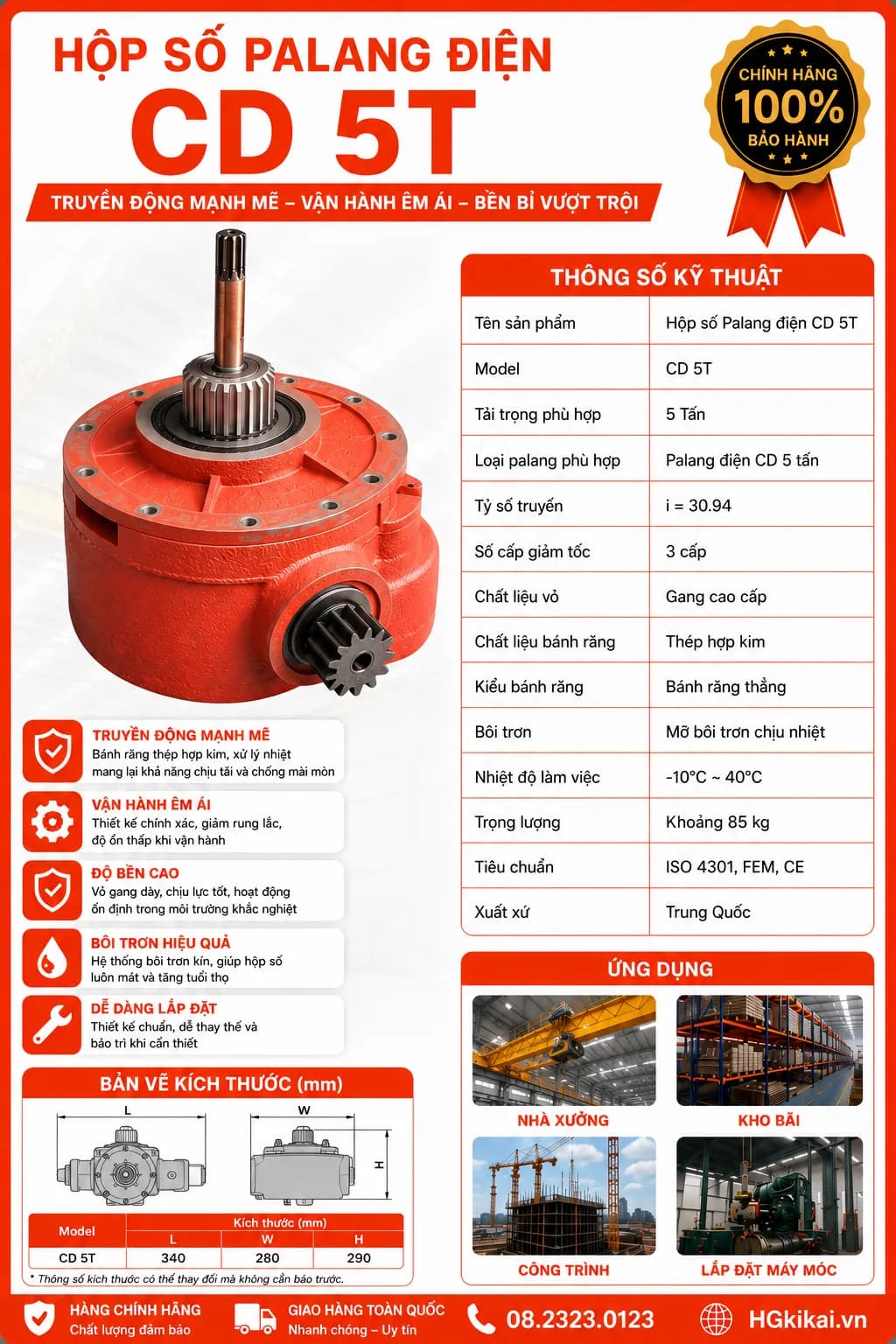 Hộp số Palang điện CD 5T