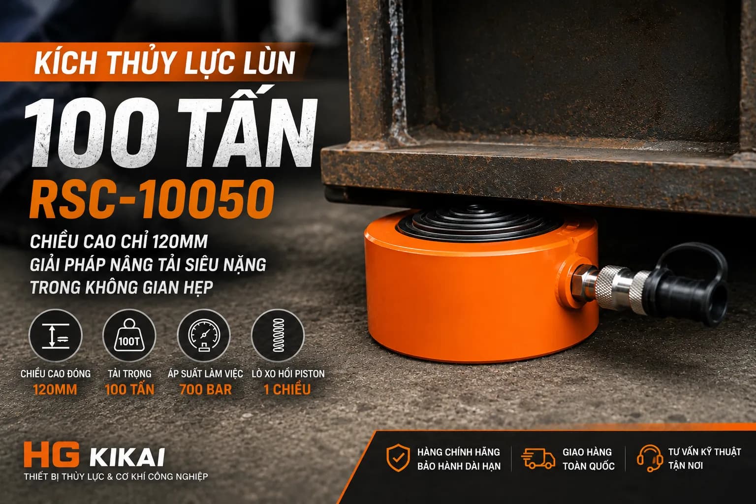 Kích Thủy Lực Lùn 100 Tấn – Giải Pháp Nâng Tải Siêu Nặng Trong Không Gian Hẹp