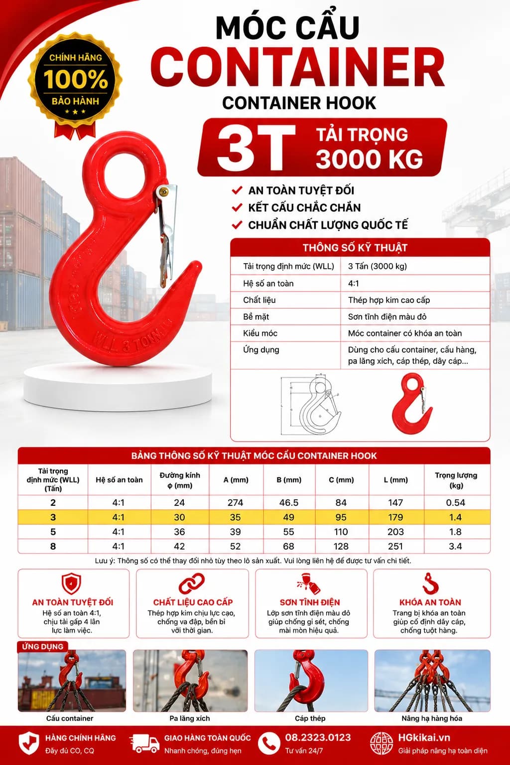 Móc cẩu container 3T