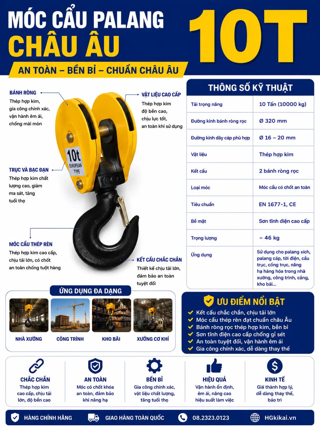 Móc cẩu Palang châu âu 10T