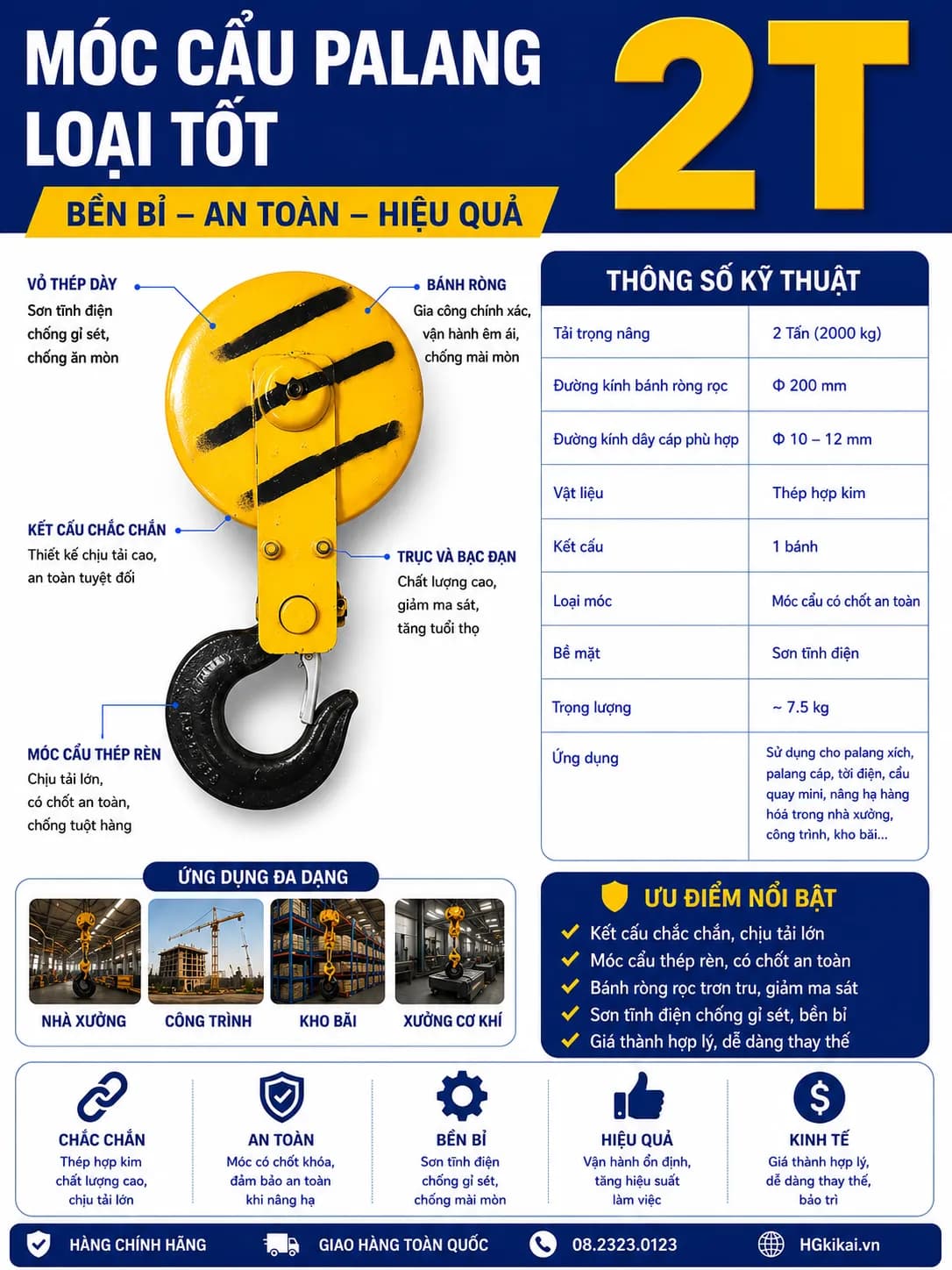 Móc cẩu Palang loại tốt 2T
