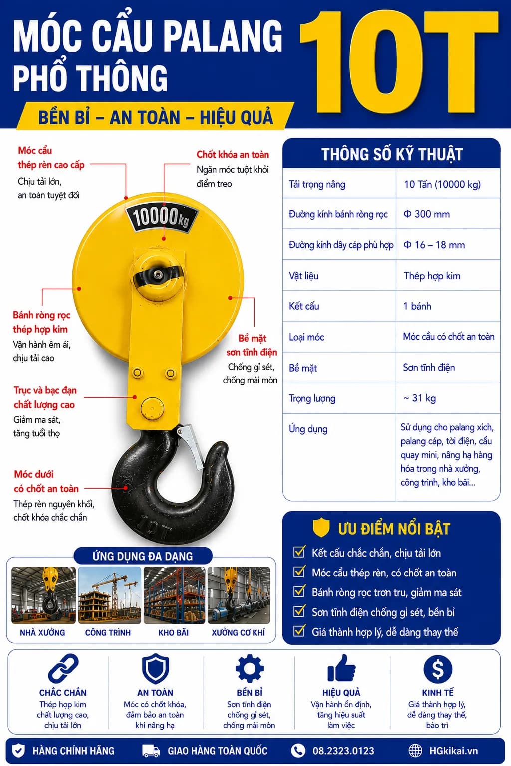 Móc cẩu Palang phổ thông 10T