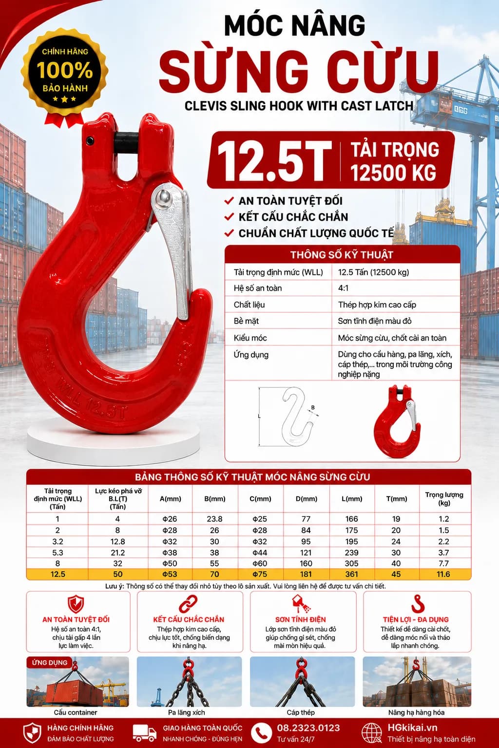 Móc nâng sừng cừu 12.5T