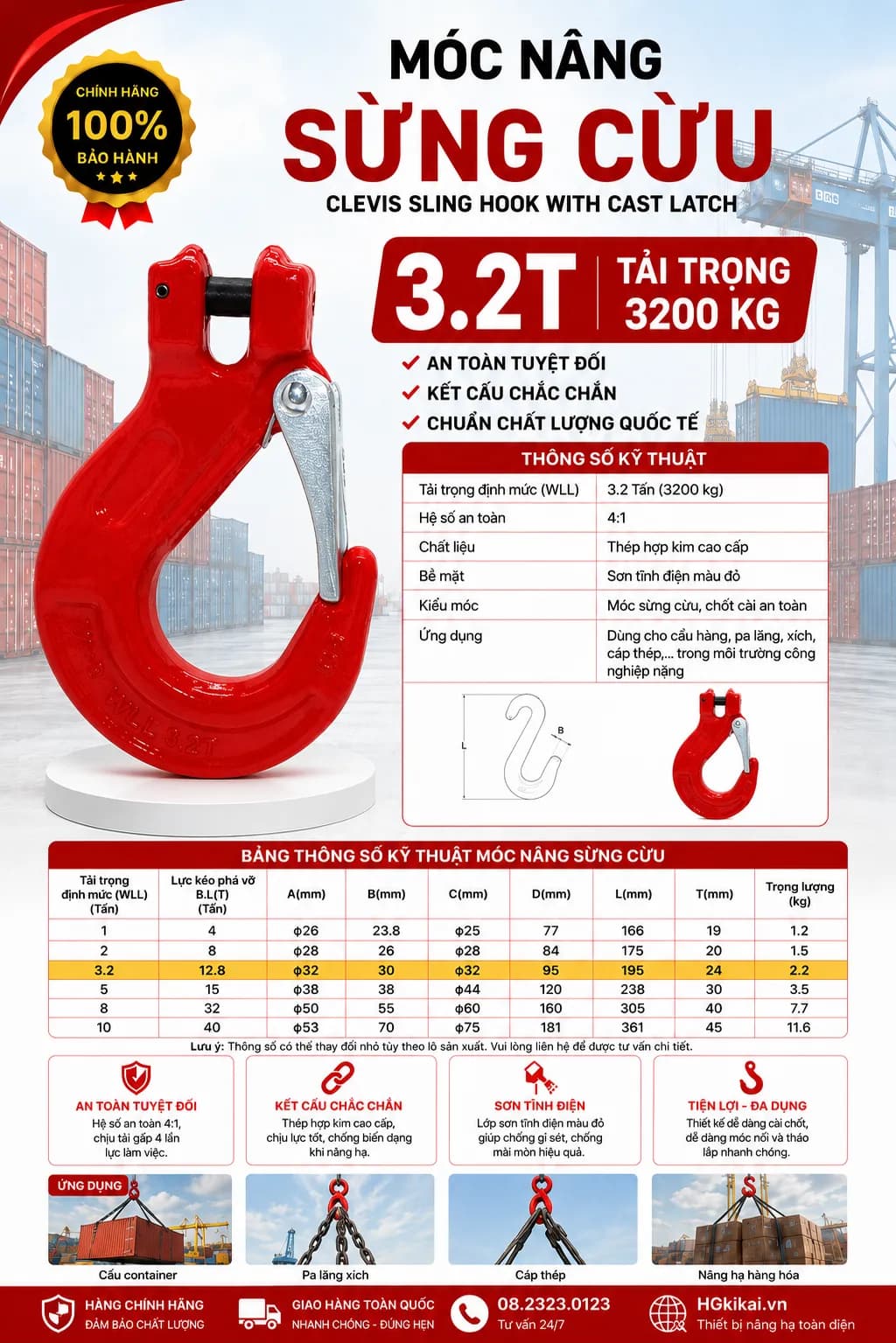 Móc nâng sừng cừu 3.2T