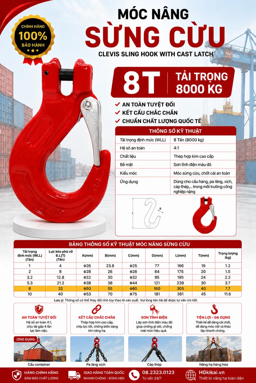 Móc nâng sừng cừu 8T