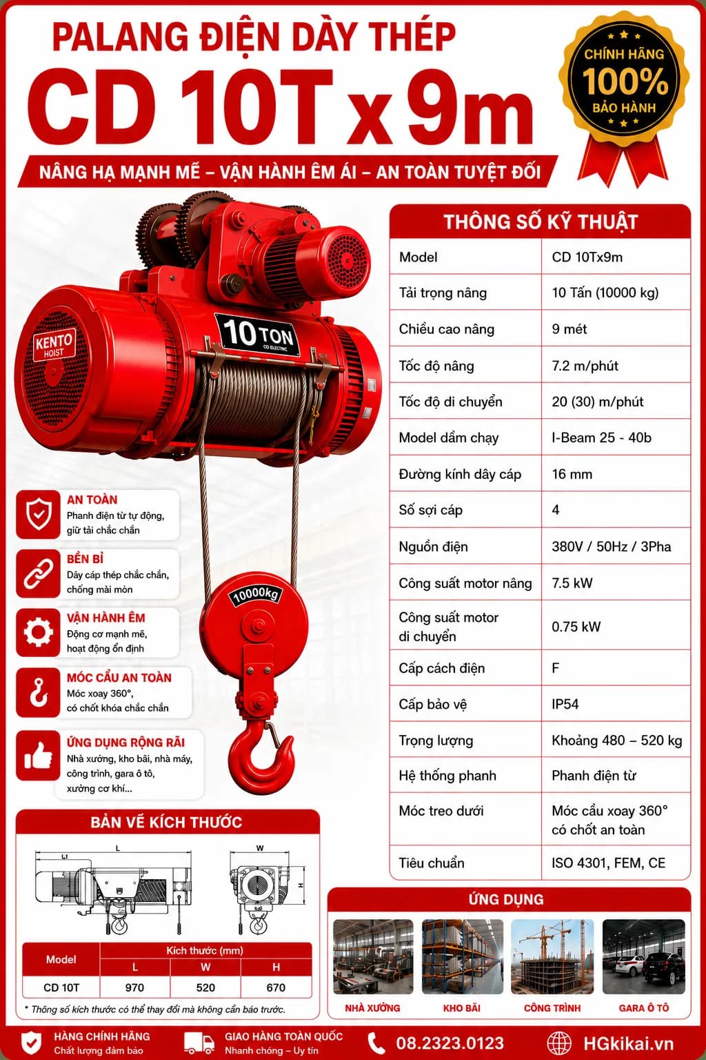 Palang điện CD 10Tx9m