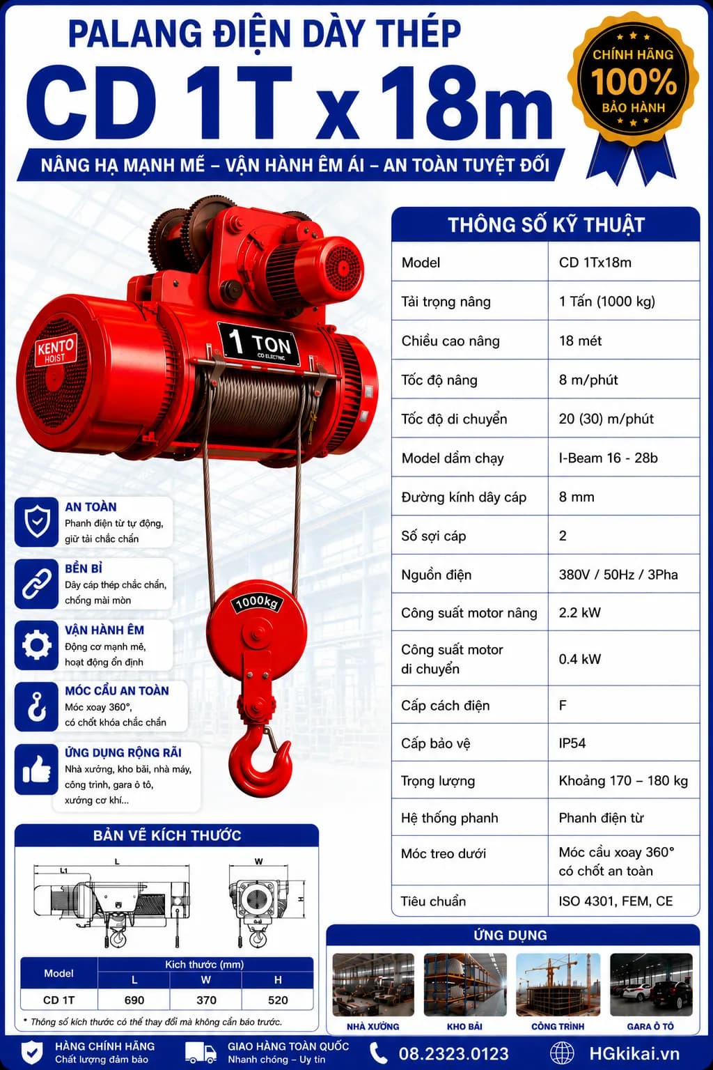 Palang điện CD 1Tx18m