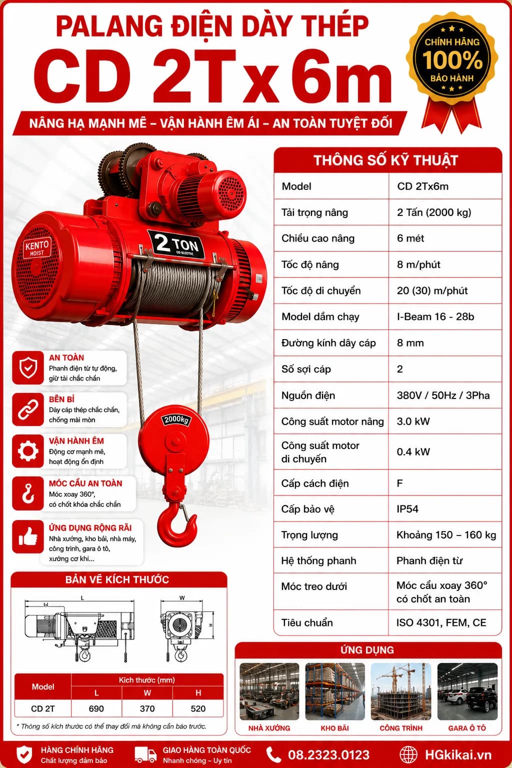 Palang điện CD 2Tx6m