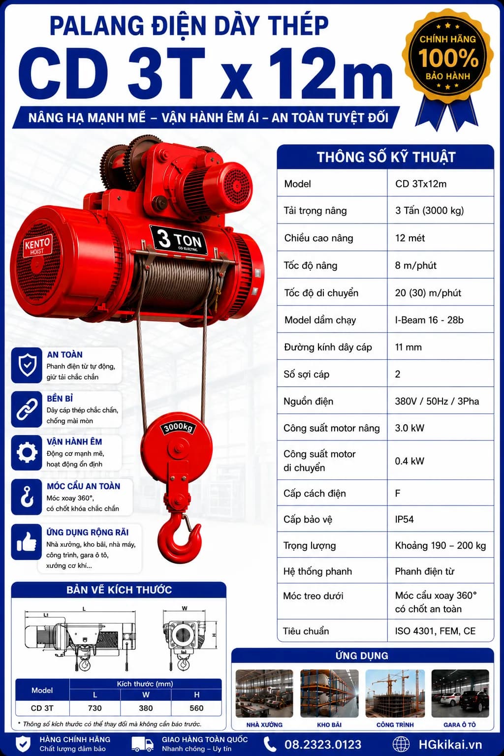 Palang điện CD 3Tx12m