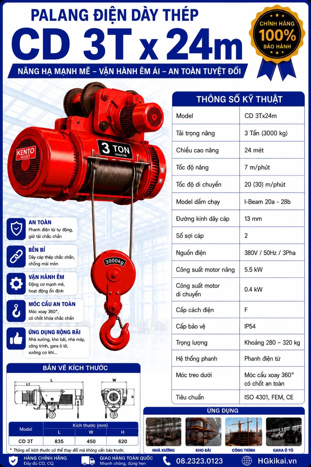 Palang điện CD 3Tx24m