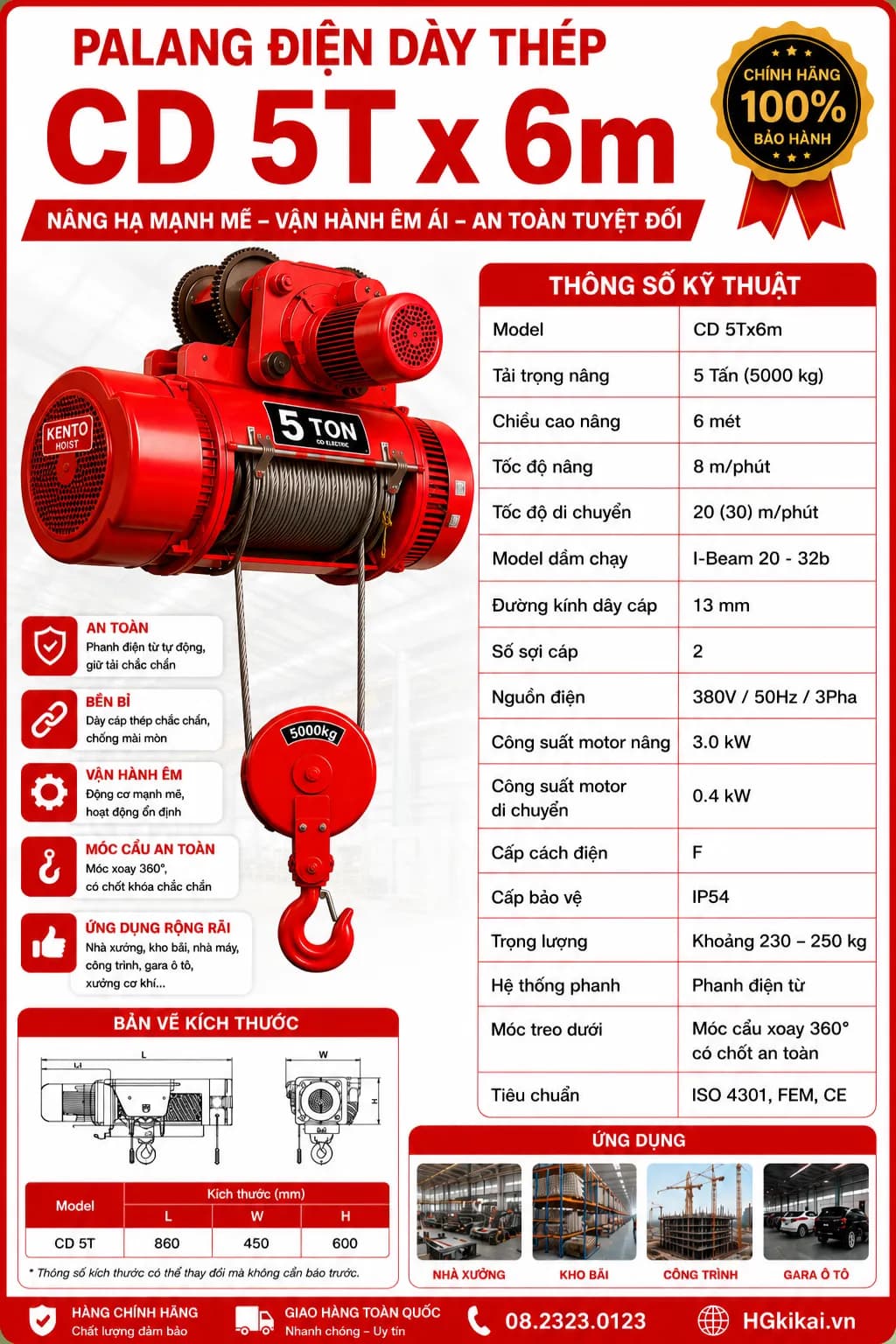 Palang điện CD 5Tx6m