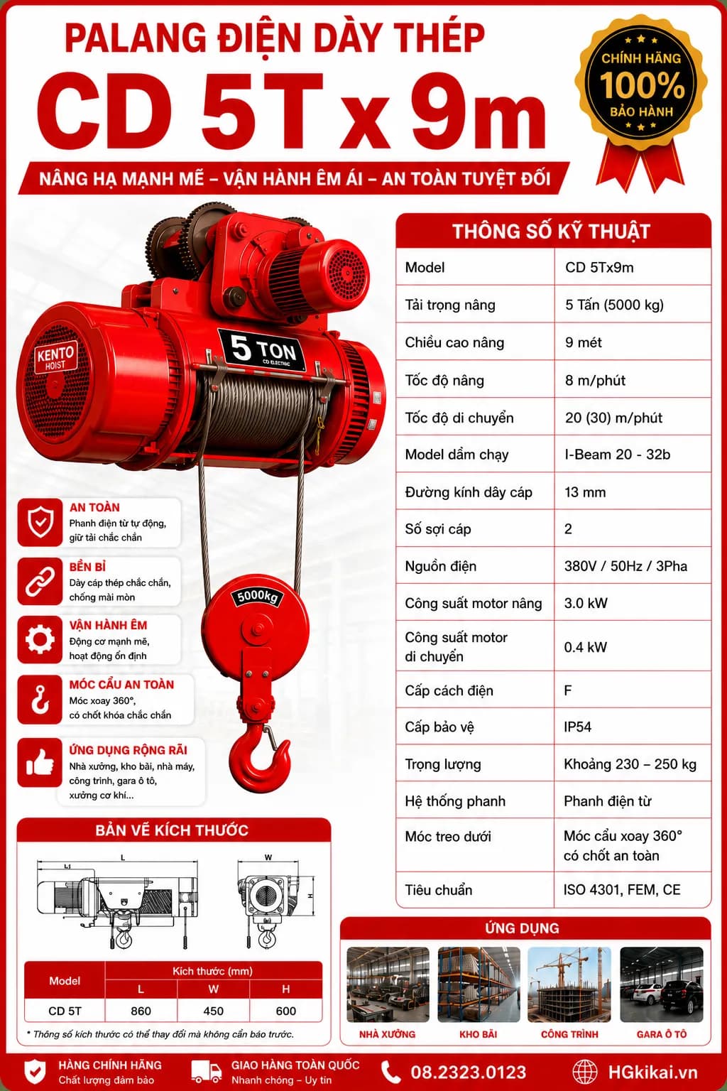 Palang điện CD 5Tx9m
