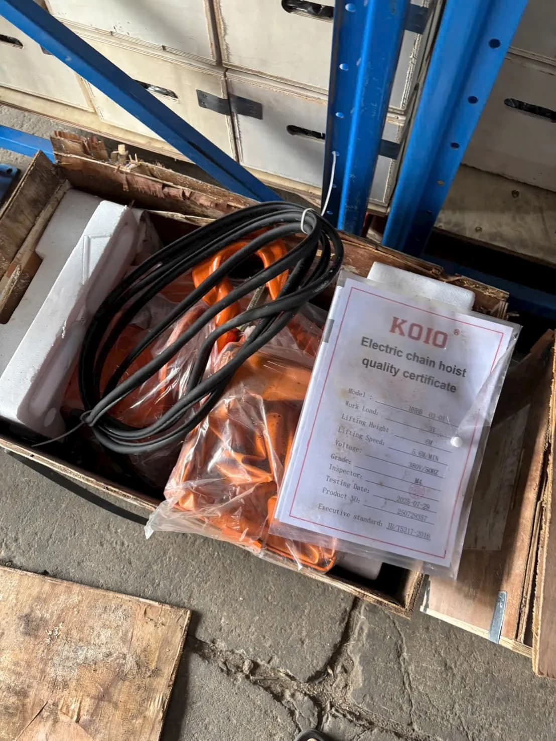 Palang xích điện KOIO di chuyển 3Tx9m