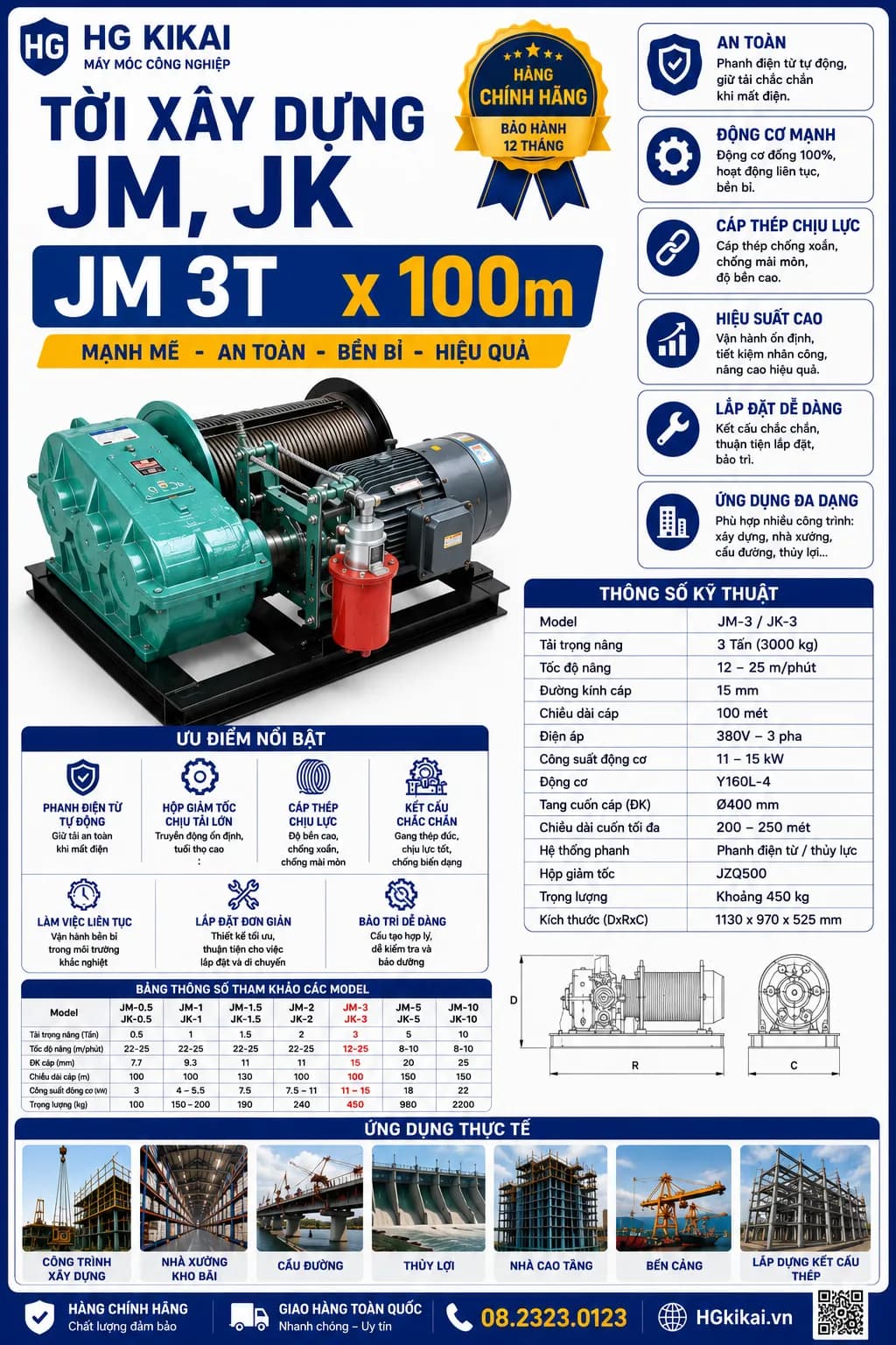 Tời xây dựng JM, JK JM 3T