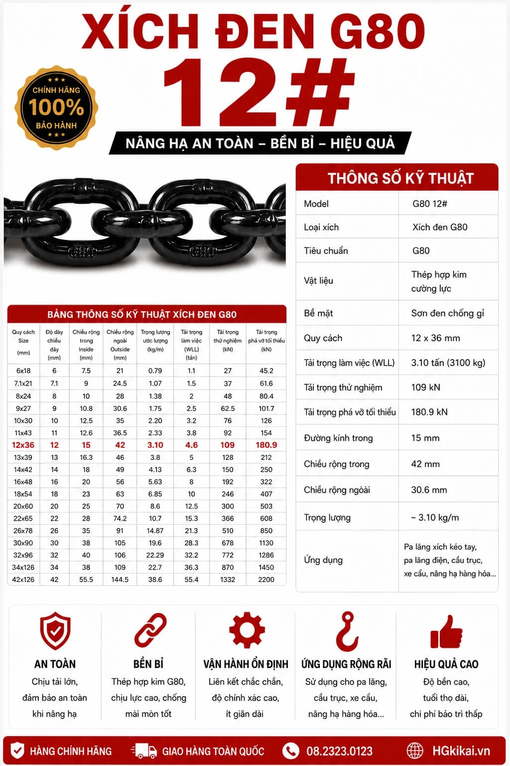 Xích đen G80 12#