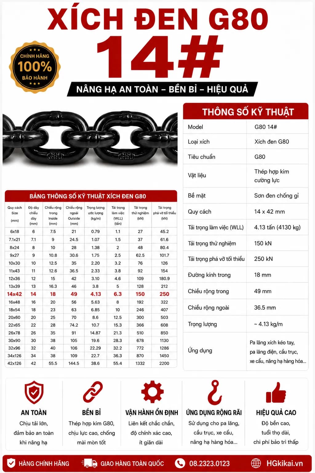 Xích đen G80 14#