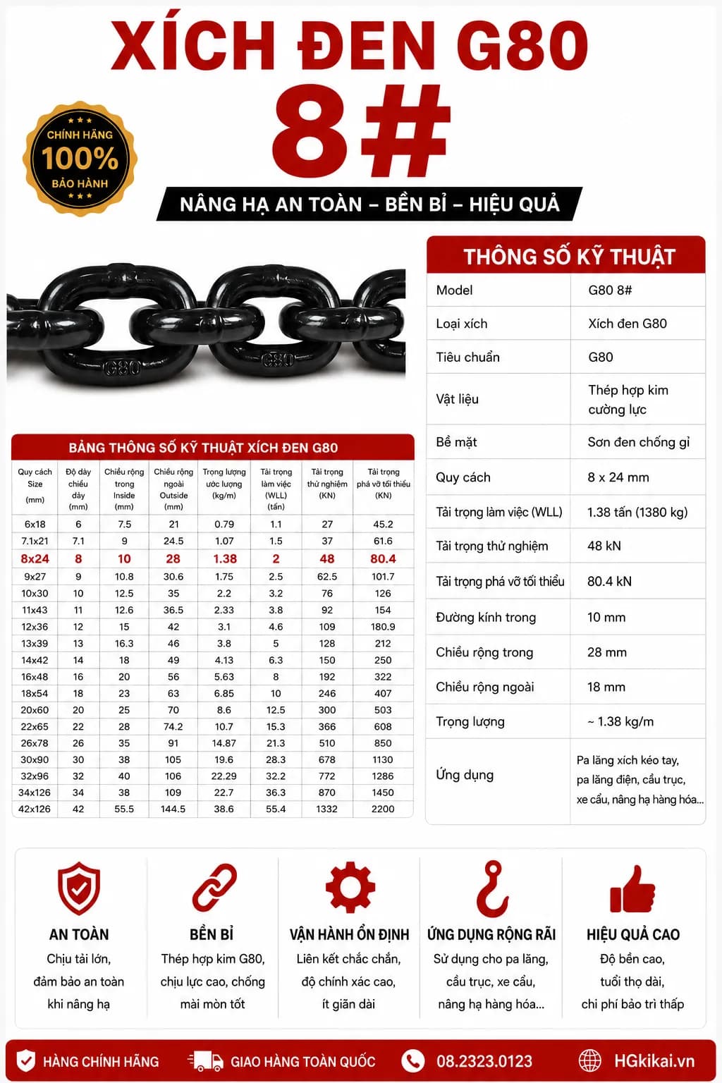 Xích đen G80 8#