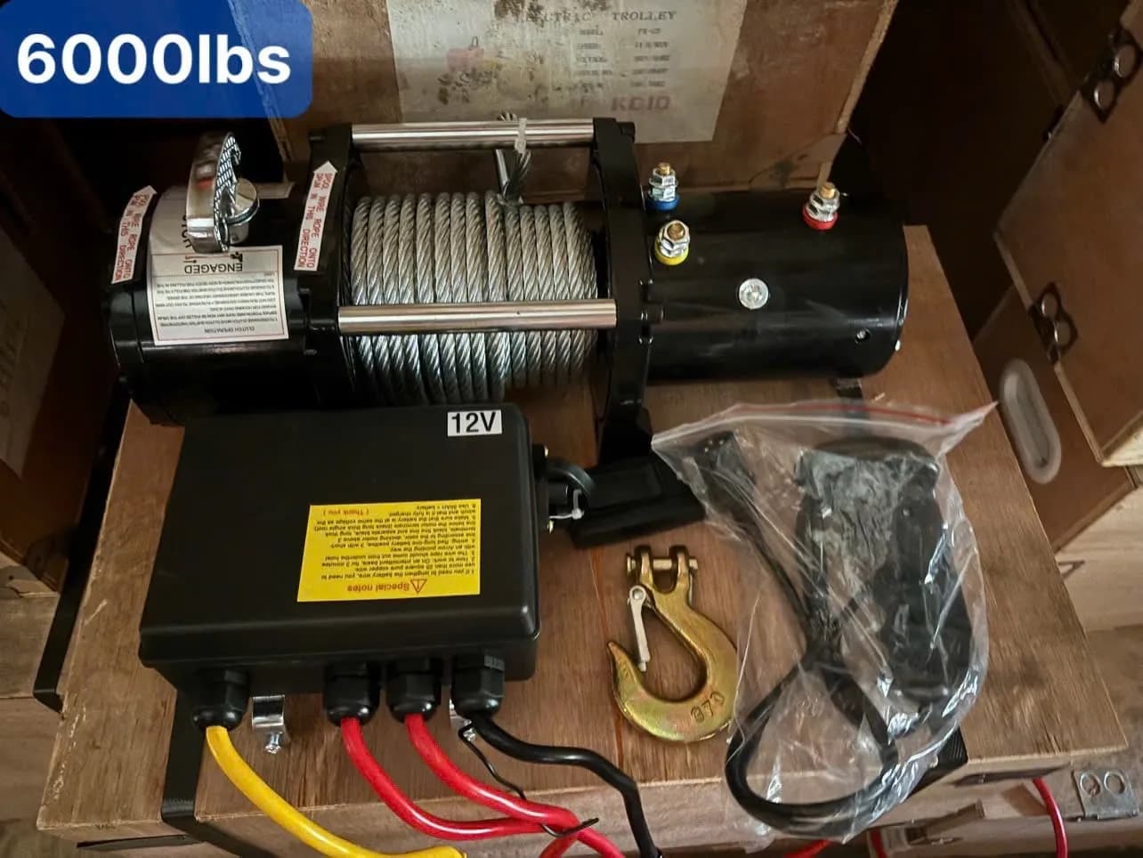 Tời Pin ắc quy 12V 6000LBS